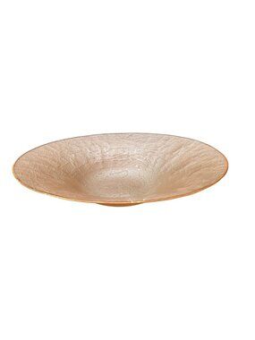 Vietri Metallic Glass Pearl Centerpiece Bowl 19.5” Textured Gold Rim Decor - NEW